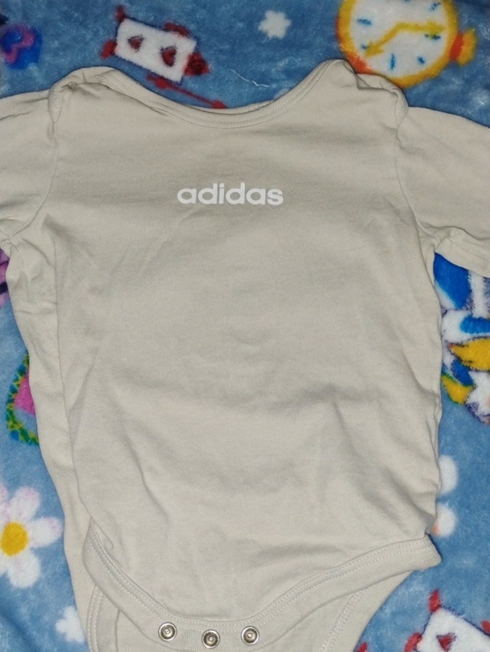 adidas Cream Baby Onesie with White Logo